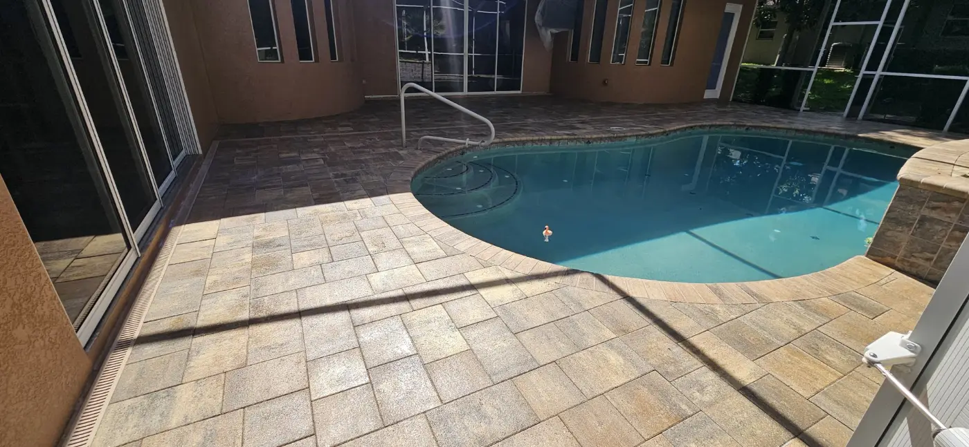 Sealed paver pool deck